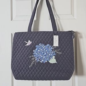 NWTs Vera Bradley Quilted Tote with a Hummingbird and Hydrangeas Pattern